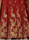 Cream and Red Silk Pant Style Classic Salwar Suit - 1
